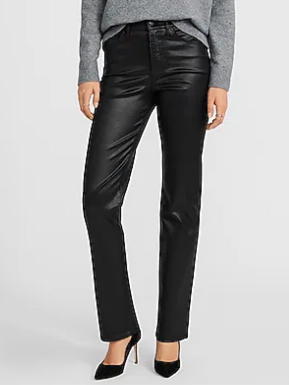 Express Black Coated Straight-Leg Pants